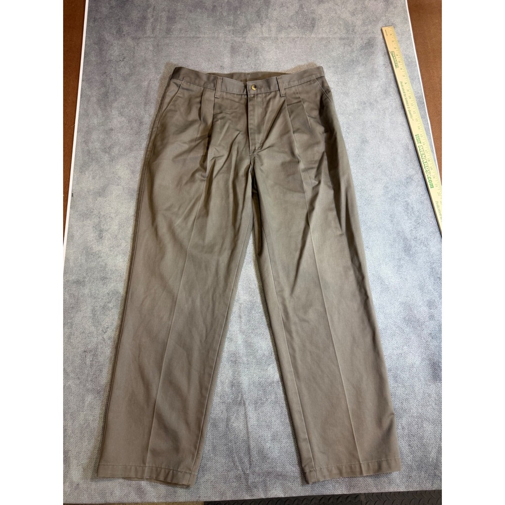 Timber Creek by Wrangler Mens 36x30 Pleated Chino Pants Khaki Brown 100% Cotton